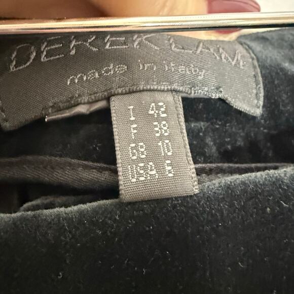 DEREK LAM Women's 6 Black Velvet Straight Leg Tuxedo Stripe Pant MADE IN ITALY - Picture 8 of 12